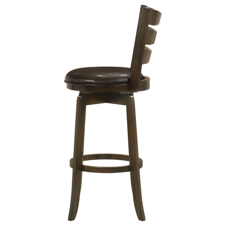 Bar Stool - Murphy Ladder Back Pub Height Swivel Bar Stool Dark Cherry and Brown