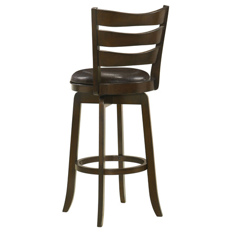 Bar Stool - Murphy Ladder Back Pub Height Swivel Bar Stool Dark Cherry and Brown