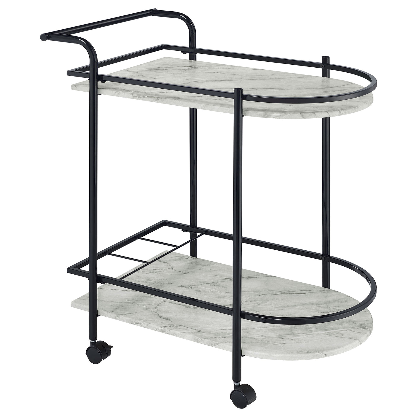 Bar Cart - Desiree 2-tier Bar Cart with Casters Black