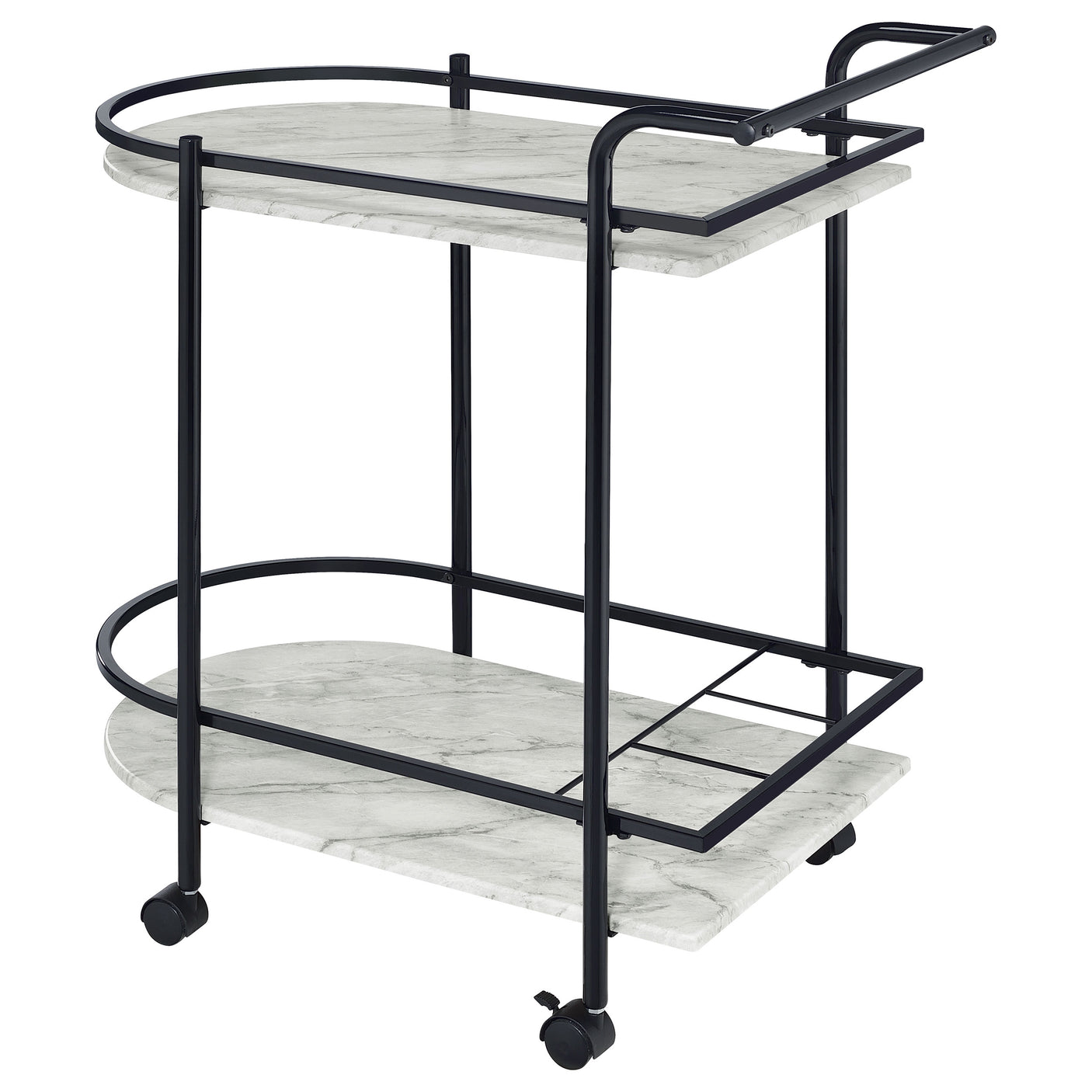 Bar Cart - Desiree 2-tier Bar Cart with Casters Black