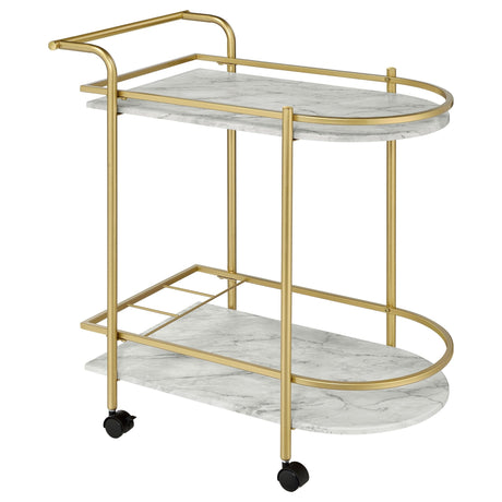 Desiree 2 - tier Bar Cart with Casters Gold | Coaster - 181377 - Home Elegance USA - 1