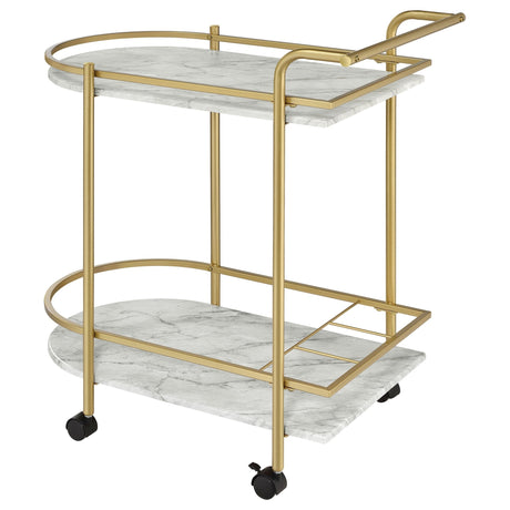 Desiree 2 - tier Bar Cart with Casters Gold | Coaster - 181377 - Home Elegance USA - 6