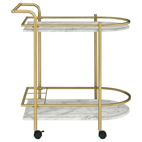 Desiree 2 - tier Bar Cart with Casters Gold | Coaster - 181377 - Home Elegance USA - 9