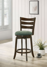 Counter Stool - Murphy Ladder Back Counter Height Swivel Bar Stool Dark Cherry and Hunter Green