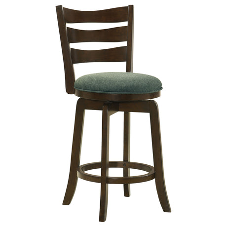 Counter Stool - Murphy Ladder Back Counter Height Swivel Bar Stool Dark Cherry and Hunter Green