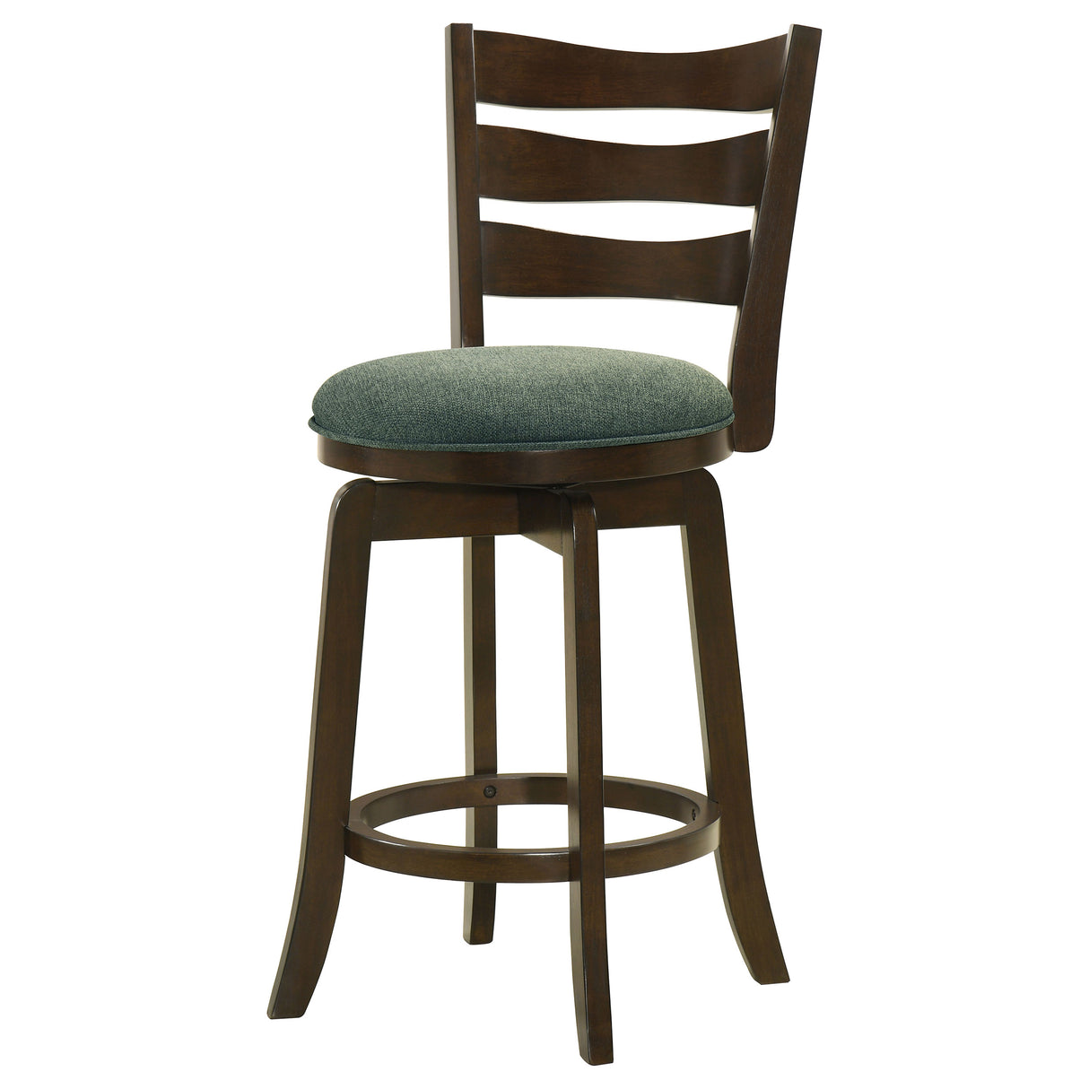 Counter Stool - Murphy Ladder Back Counter Height Swivel Bar Stool Dark Cherry and Hunter Green