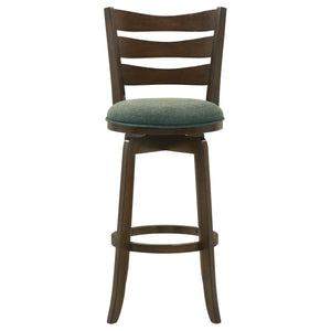 Bar Stool - Murphy Ladder Back Pub Height Swivel Bar Stool Dark Cherry and Hunter Green