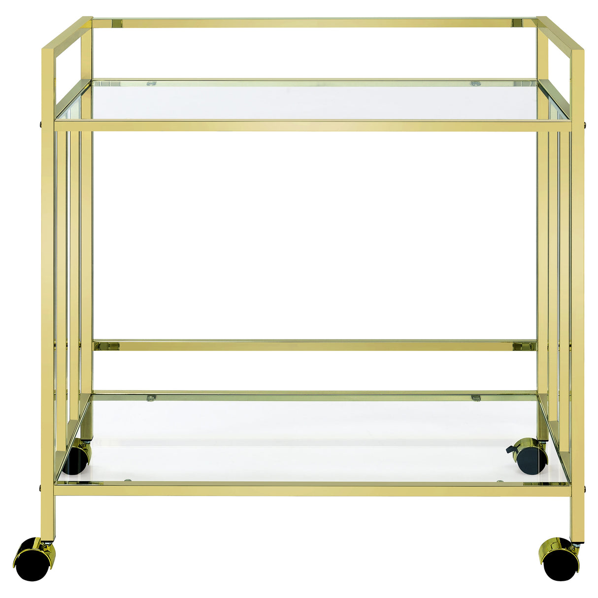 Bar Cart - Cara Rectangular Glass Bar Cart Brass