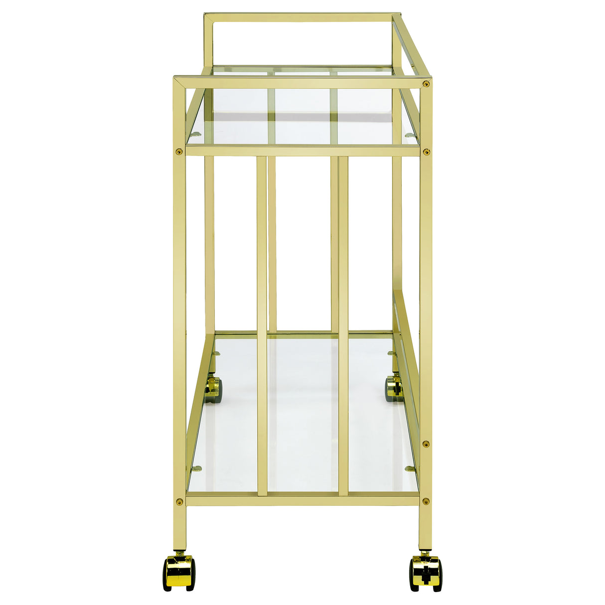 Bar Cart - Cara Rectangular Glass Bar Cart Brass