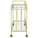 Bar Cart - Cara Rectangular Glass Bar Cart Brass