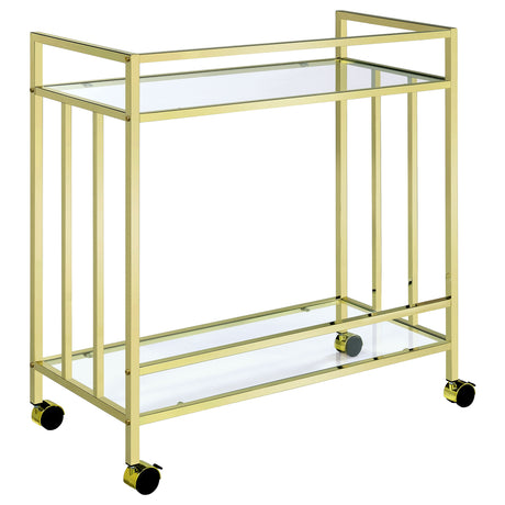 Bar Cart - Cara Rectangular Glass Bar Cart Brass