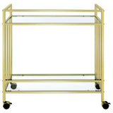 Bar Cart - Cara Rectangular Glass Bar Cart Brass