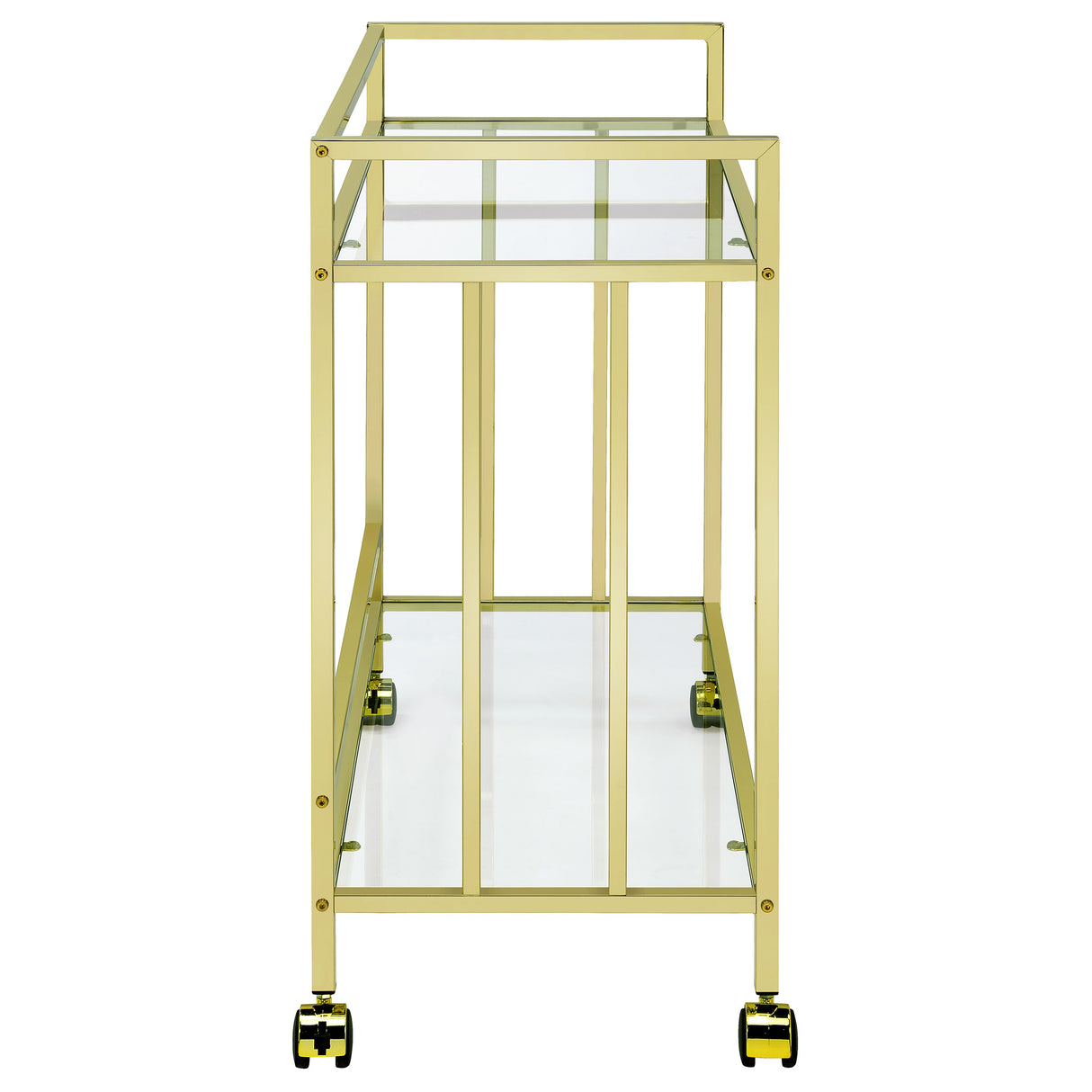 Bar Cart - Cara Rectangular Glass Bar Cart Brass