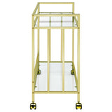 Bar Cart - Cara Rectangular Glass Bar Cart Brass