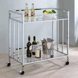 Cara Rectangular Glass Bar Cart Chrome | Coaster - 181382 - Home Elegance USA - 2