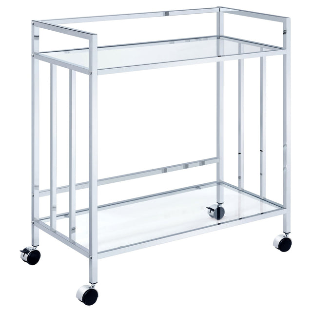 Cara Rectangular Glass Bar Cart Chrome | Coaster - 181382 - Home Elegance USA - 1