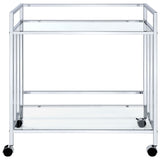 Cara Rectangular Glass Bar Cart Chrome | Coaster - 181382 - Home Elegance USA - 3