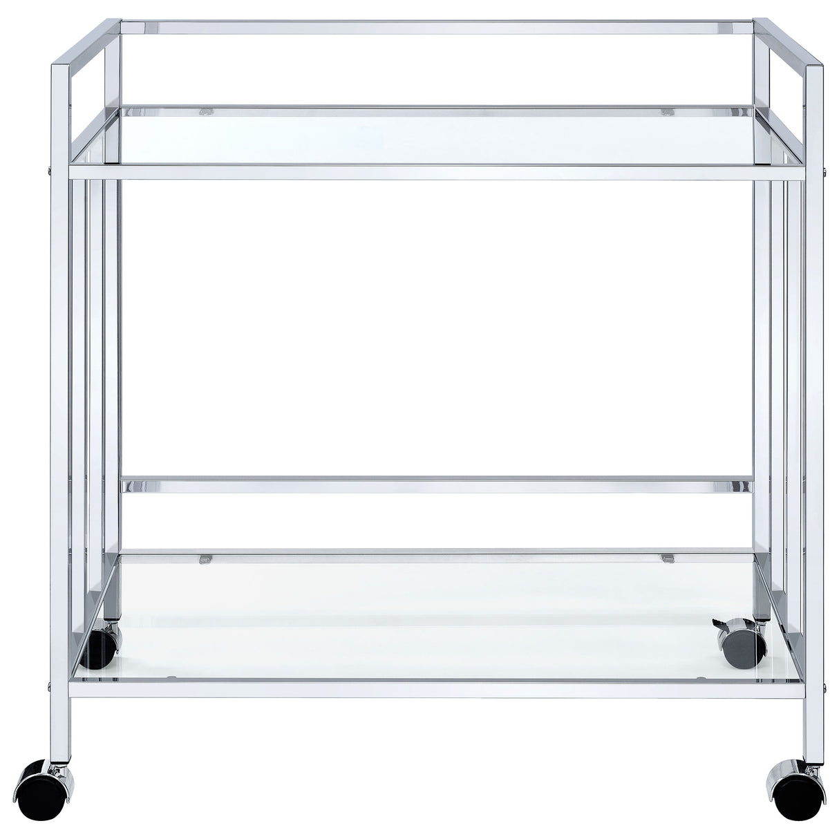 Bar Cart - Cara Rectangular Glass Bar Cart Chrome