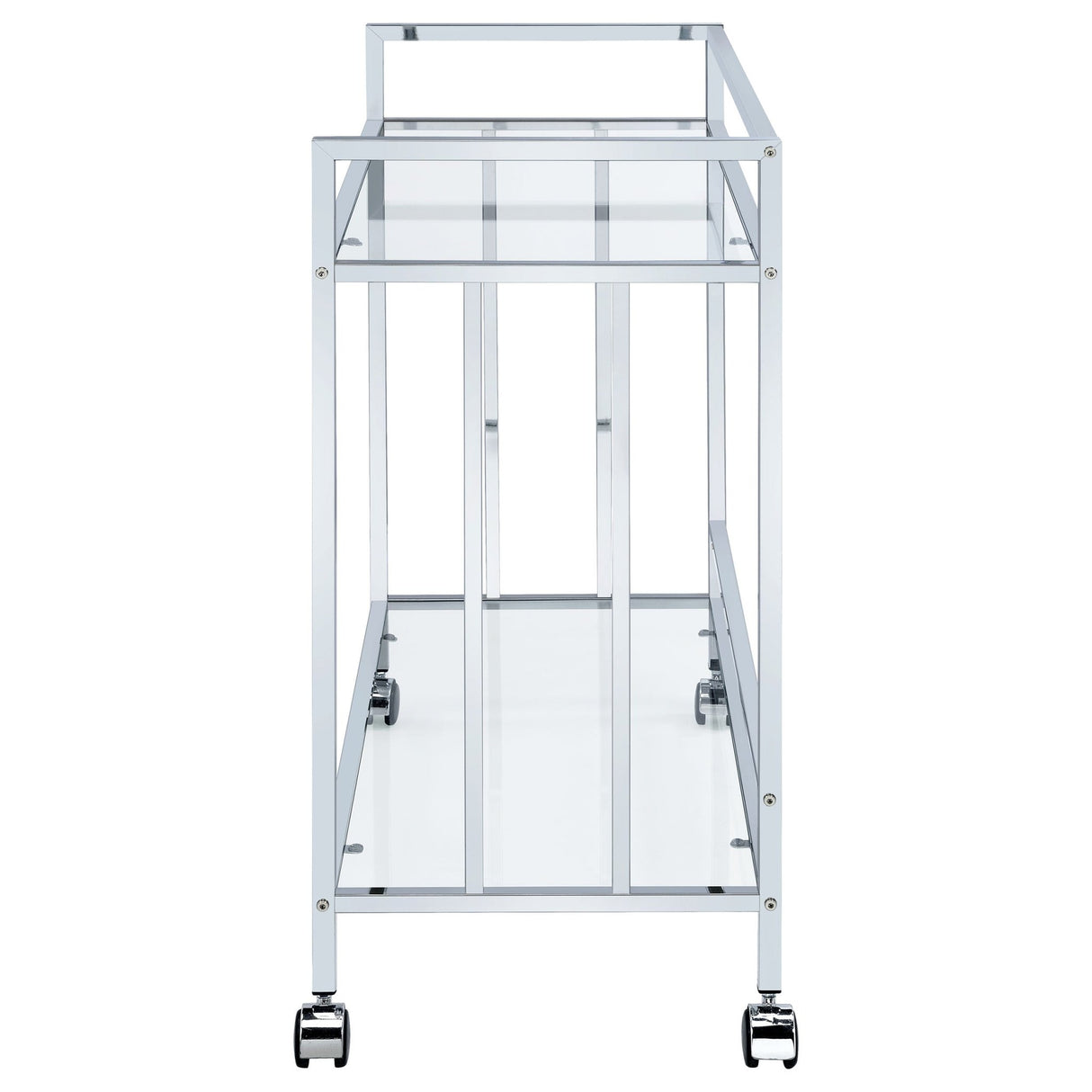 Cara Rectangular Glass Bar Cart Chrome | Coaster - 181382 - Home Elegance USA - 4