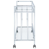 Bar Cart - Cara Rectangular Glass Bar Cart Chrome