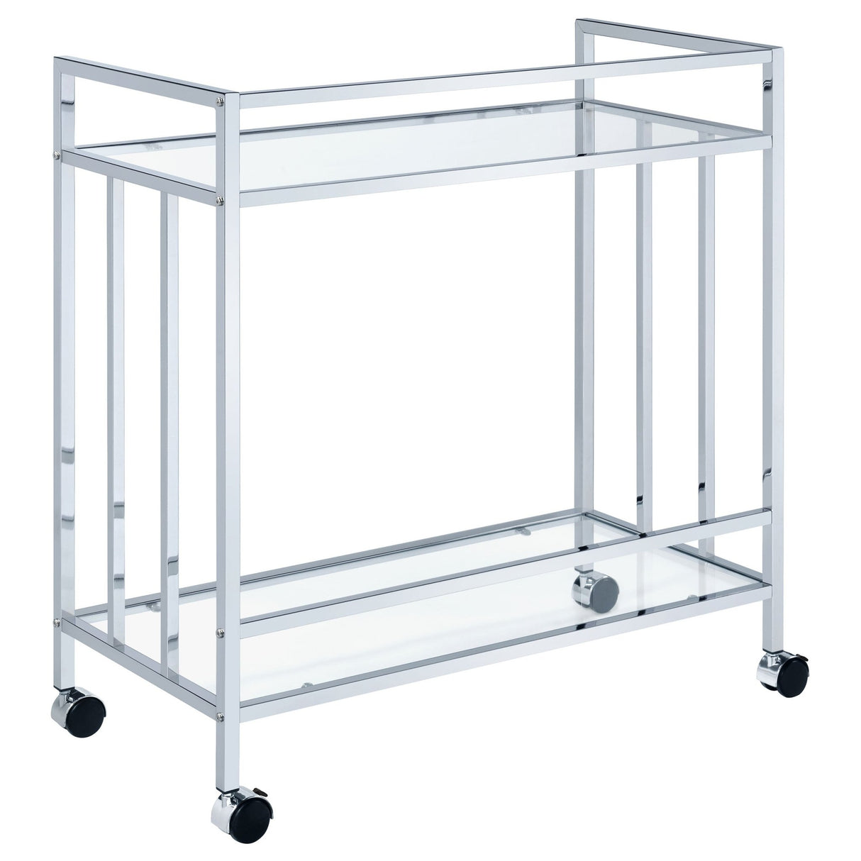 Cara Rectangular Glass Bar Cart Chrome | Coaster - 181382 - Home Elegance USA - 5