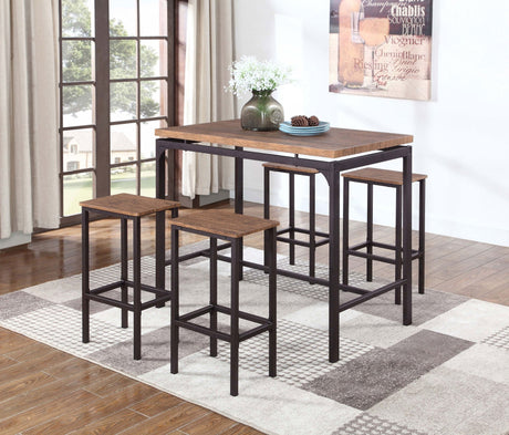 Santana 5 - piece Pub Height Bar Table Set Weathered Chestnut and Black | Coaster | Home Elegance USA