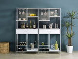 Wine Cabinet - Figueroa 5-shelf Wine Cabinet with Storage Drawer White High Gloss and Chrome