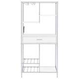 Wine Cabinet - Figueroa 5-shelf Wine Cabinet with Storage Drawer White High Gloss and Chrome