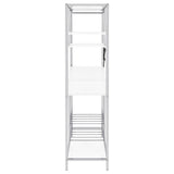 Wine Cabinet - Figueroa 5-shelf Wine Cabinet with Storage Drawer White High Gloss and Chrome