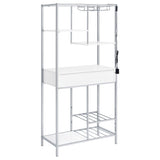 Wine Cabinet - Figueroa 5-shelf Wine Cabinet with Storage Drawer White High Gloss and Chrome