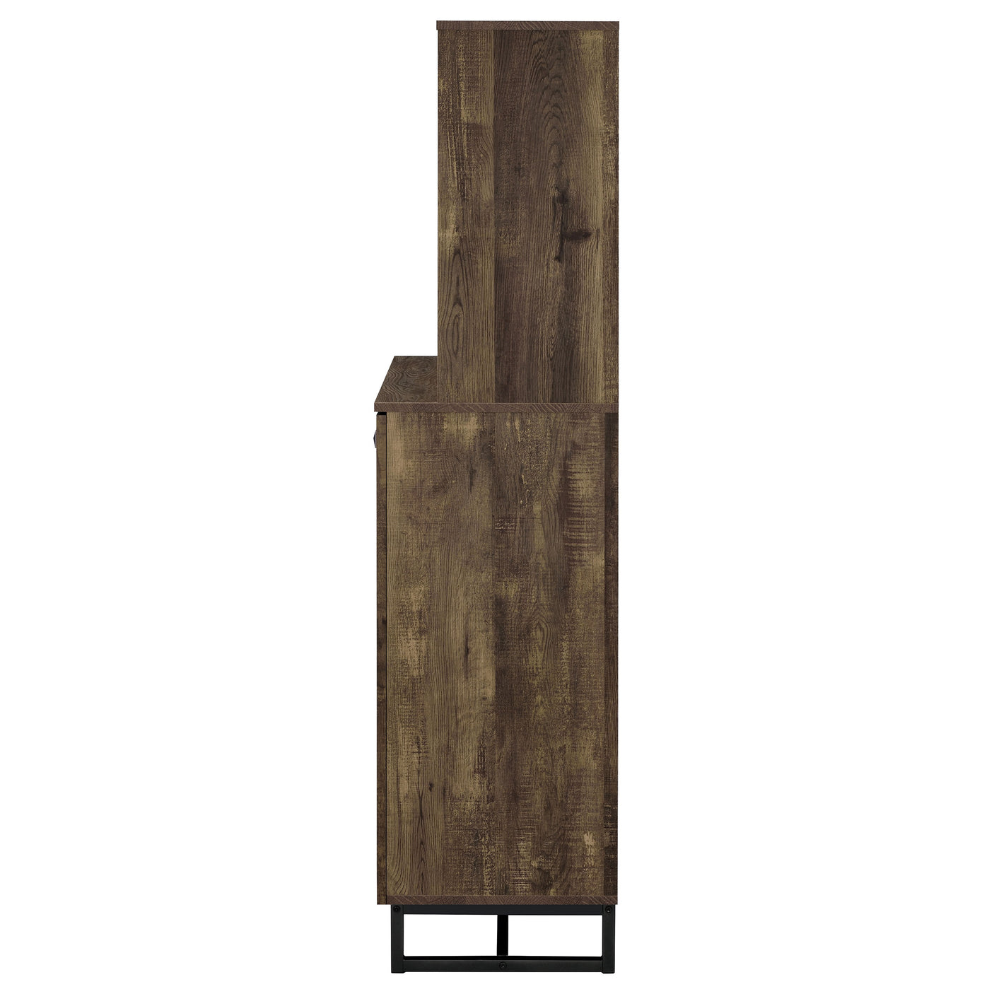 Bar Cabinet - Mendoza 2-door Wine Cabinet Rustic Oak Herringbone and Gunmetal