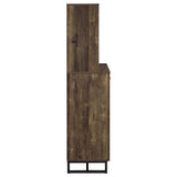 Bar Cabinet - Mendoza 2-door Wine Cabinet Rustic Oak Herringbone and Gunmetal