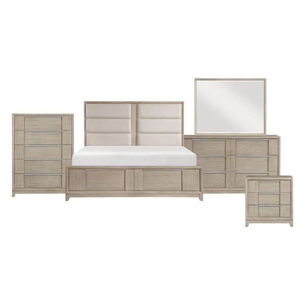 McKewen Light Gray Ash Veneer Platform Bedroom Set with Storage – Homelegance