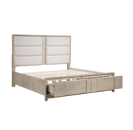 McKewen Light Gray Ash Veneer Platform Bedroom Set with Storage – Homelegance - sold by Home Elegance USA