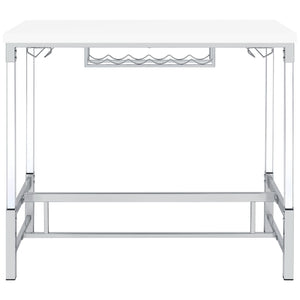 Bar Table - Norcrest Pub Height Bar Table with Acrylic Legs and Wine Storage White High Gloss