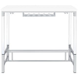Bar Table - Norcrest Pub Height Bar Table with Acrylic Legs and Wine Storage White High Gloss