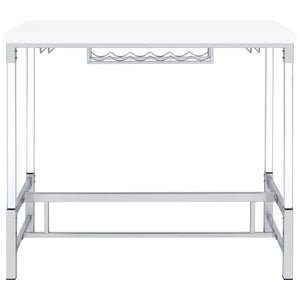 Bar Table - Norcrest Pub Height Bar Table with Acrylic Legs and Wine Storage White High Gloss