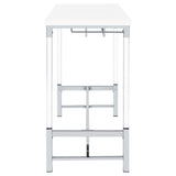 Bar Table - Norcrest Pub Height Bar Table with Acrylic Legs and Wine Storage White High Gloss