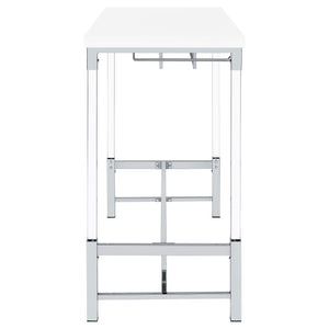 Bar Table - Norcrest Pub Height Bar Table with Acrylic Legs and Wine Storage White High Gloss