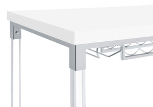 Bar Table - Norcrest Pub Height Bar Table with Acrylic Legs and Wine Storage White High Gloss