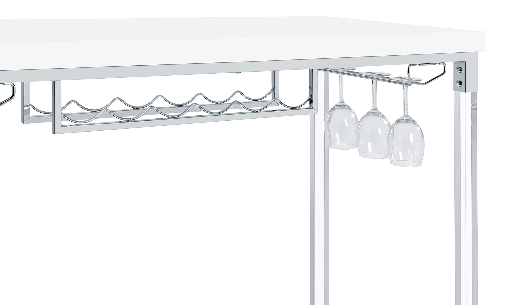 Bar Table - Norcrest Pub Height Bar Table with Acrylic Legs and Wine Storage White High Gloss