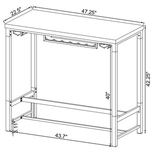 Bar Table - Norcrest Pub Height Bar Table with Acrylic Legs and Wine Storage White High Gloss