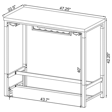 Bar Table - Norcrest Pub Height Bar Table with Acrylic Legs and Wine Storage White High Gloss