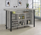 Home Bar - Bellemore Bar Unit with Footrest Grey Driftwood and Black