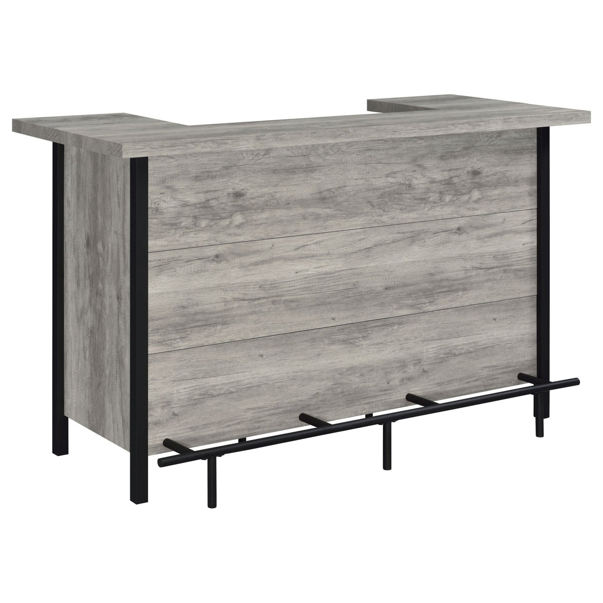 Bellemore Bar Unit with Footrest Grey Driftwood and Black | Coaster | Home Elegance USA