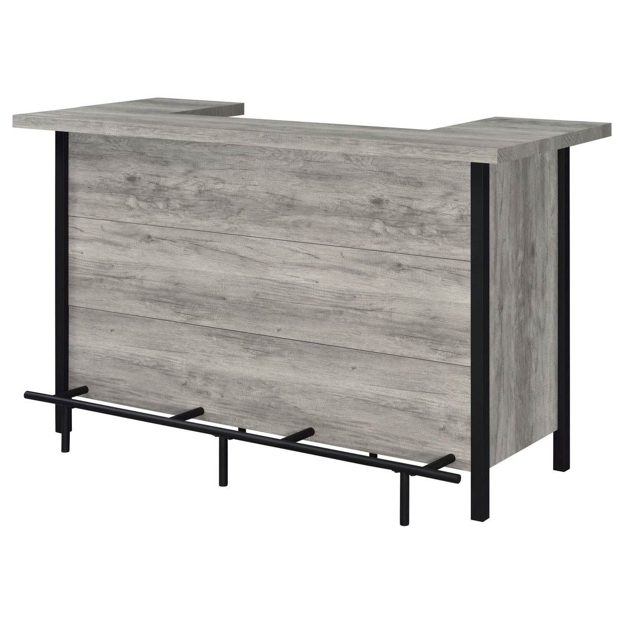 Bellemore Bar Unit with Footrest Grey Driftwood and Black | Coaster | Home Elegance USA