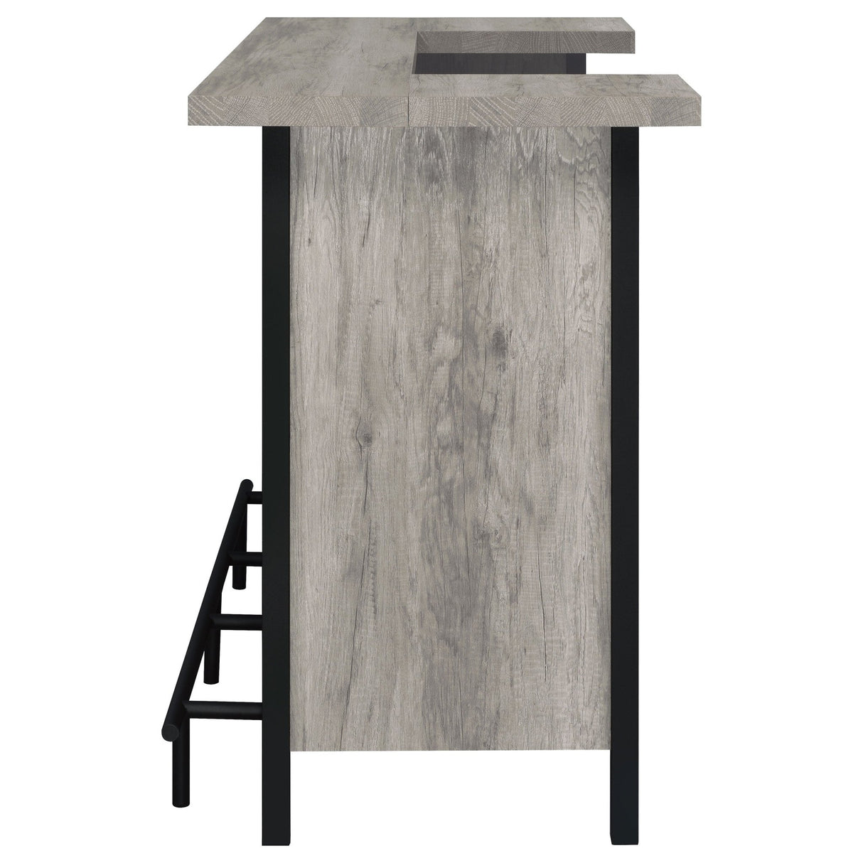 Bellemore Bar Unit with Footrest Grey Driftwood and Black | Coaster | Home Elegance USA