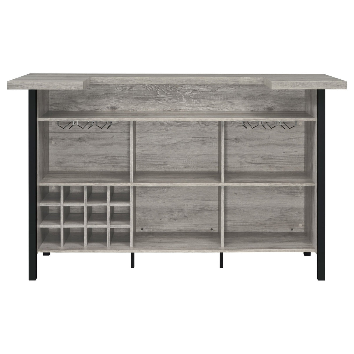 Bellemore Bar Unit with Footrest Grey Driftwood and Black | Coaster | Home Elegance USA