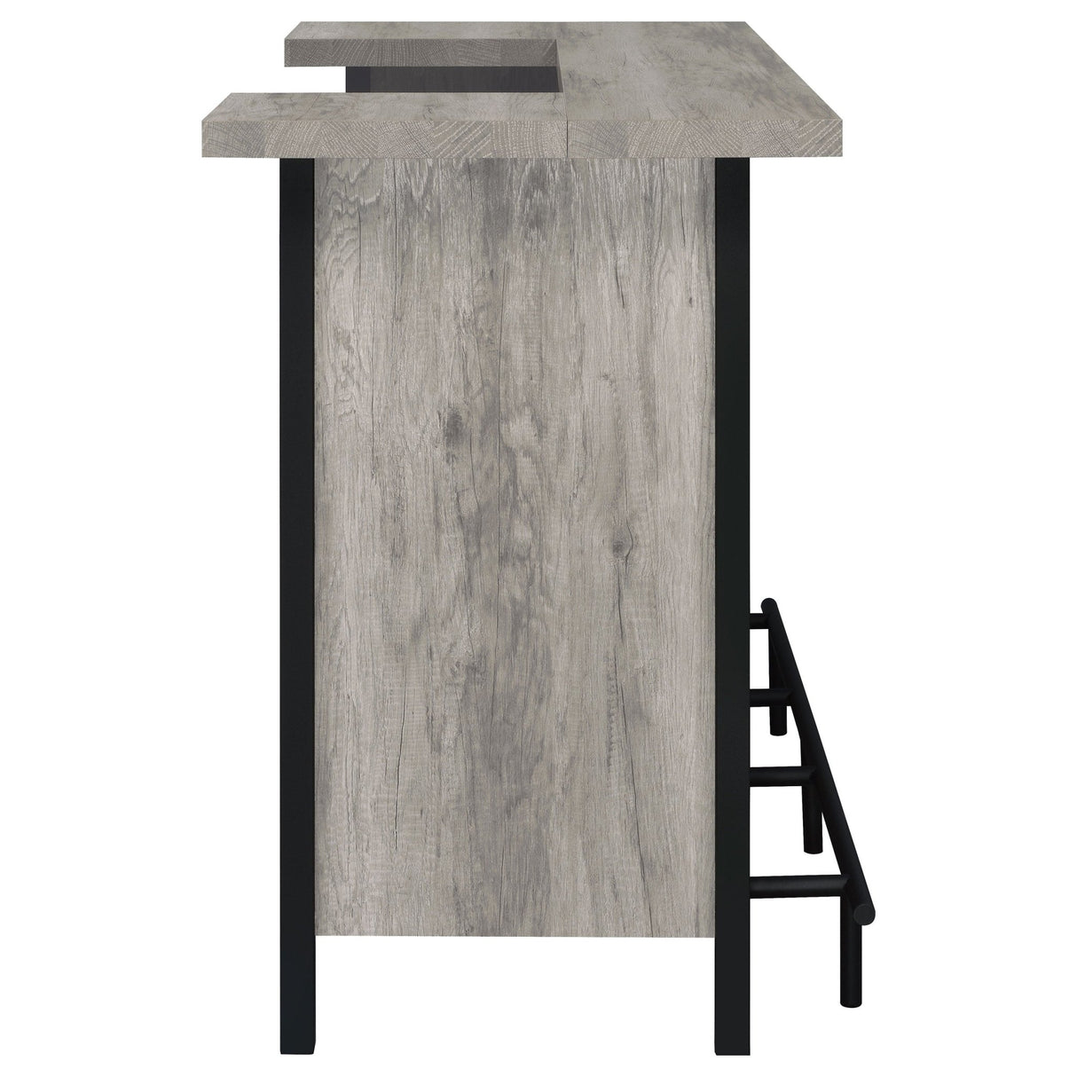 Bellemore Bar Unit with Footrest Grey Driftwood and Black | Coaster | Home Elegance USA