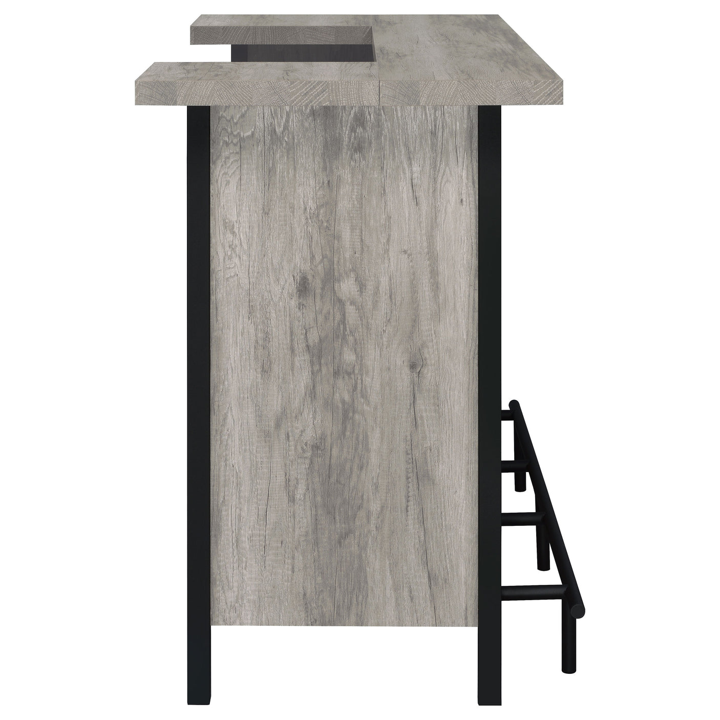 Home Bar - Bellemore Bar Unit with Footrest Grey Driftwood and Black